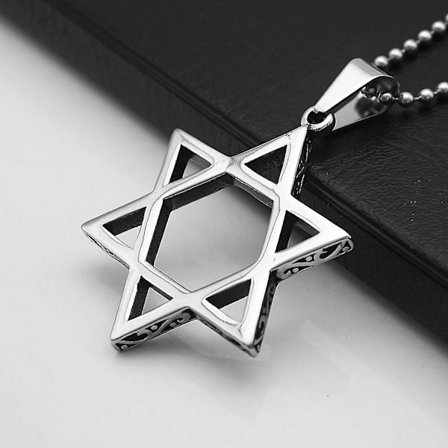 High Quality New Men's Stainless Steel Star of David Necklace Chain 20 Silver