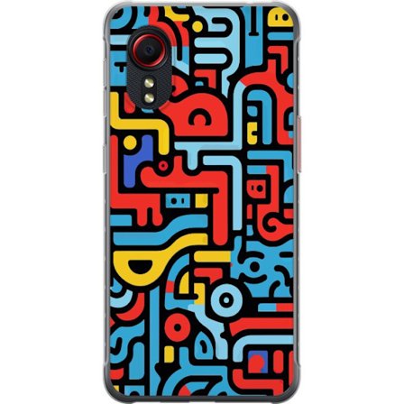 Kompatibelt Mobildeksel til Samsung Galaxy Xcover 5 Grafiskt abstrakt mønster med kraftige linjer i rødt, gult, lyseblått og svart