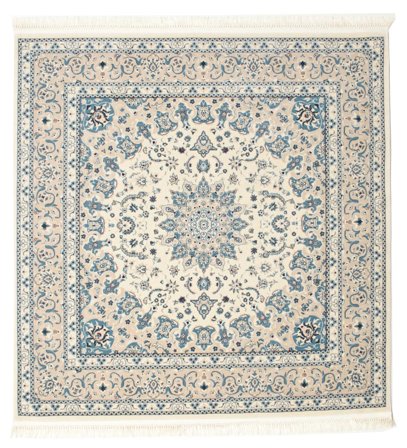 Medaillon Nain Emilia Beige/Hellblau Quadratischer Teppich Klein Oeko-Tex