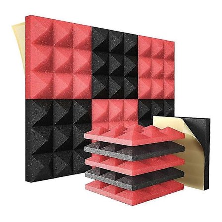 12 stk. Selvklæbende Akustikpaneler, Akustisk Skum Paneler Lydabsorption Pyramide Studio Behandling