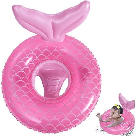 Uppblåsbar badring, söt flytleksak med sits och handtag, poolleksak, roligt vatten