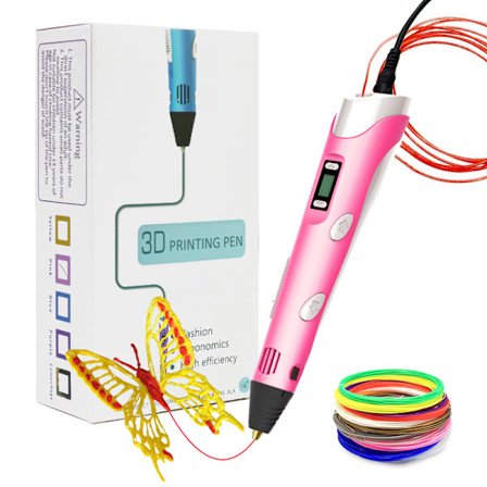 3D-printerpenn, 3D-tegnekunstpenn, bruker 1,75 mm plastfilament, 3D-printerpenn for barn med LCD-skjerm 【rosa】