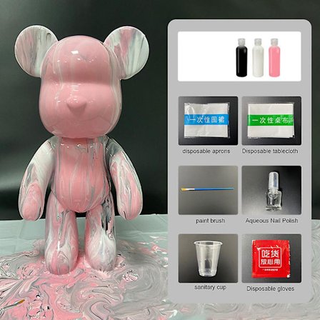 DIY Maling Teddy Bear Violent Bear Kit Set Fluid Maling Kreativ Hjemmedekor