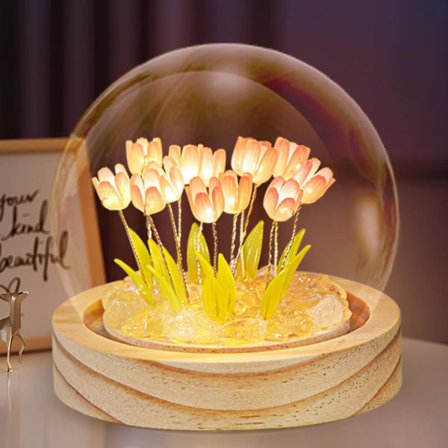 Tulipan nattlampe, håndlagde DIY-materialer, skrivebordsatmosfære lampe ornamenter, håndlagde gaver til venner og bestevenner