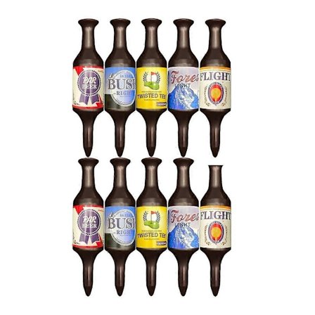 10-pack Golf Tees Ölflaska Handgjorda, Hållbara och Återvinningsbara Plast Golf Tee Tillbehör, Roliga Golfpresenter