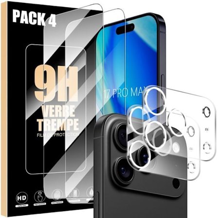 2 Glasbeskyttelse og 2 Bagkamera Glas til iPhone 17 Pro Max - BOOLING - Hård Beskyttelse