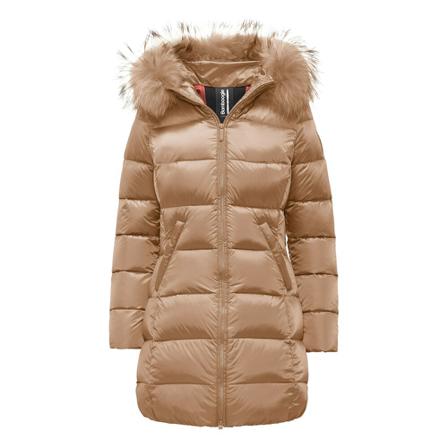 BomBoogie Long Down Jakke in Bright Nylon with Fur Hood inbo, Dame