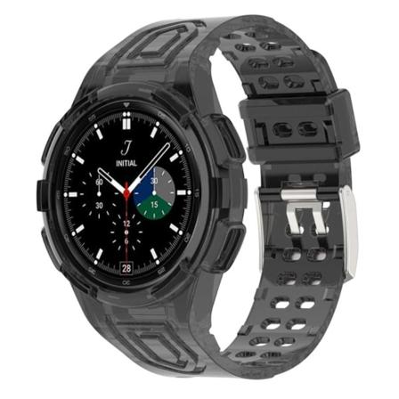 Samsung Galaxy Watch 4 Classic (46mm) integreret urrem og cover - Gennemsigtig Sort Black