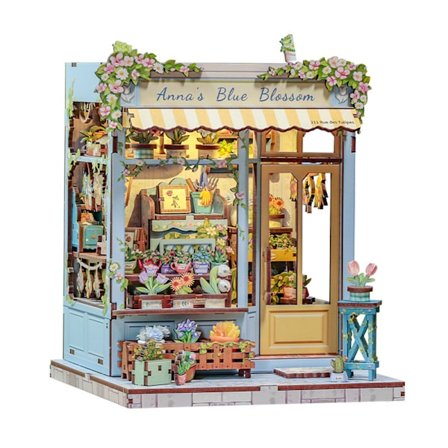 Blues Garden DIY Mini Scene Hytte 3D Håndlavet Stereoskopisk Træsamlelegetøj Gave