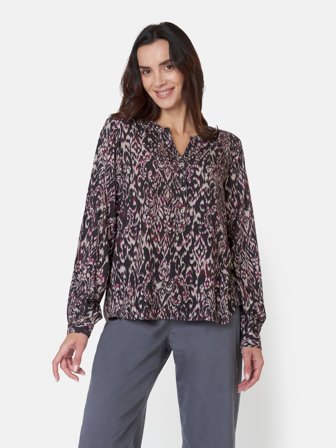 JENSEN - Bluse - Sort Mix - Mønstret