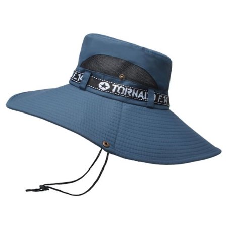 Åndbar Navy Fiskerhat til Mænd med Stor Skygge - Perfekt til Sommer Bjergbestigning (Bomuld Polyester)