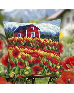 Broderikit Kudde Vallmofält - Collection D'Art