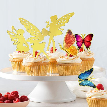 6stk Kakedekorasjon Fairy Butterfly Party Gratulerer med dagen kake