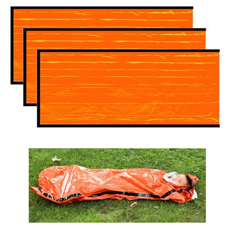 3-pak redningstæppe sovepose til nødsituationer 210×91 cm Orange