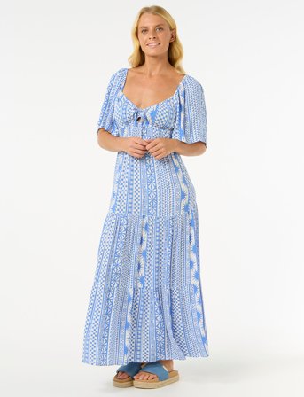 Rip Curl San Carlos S/S Maxi Dress - Blue - S