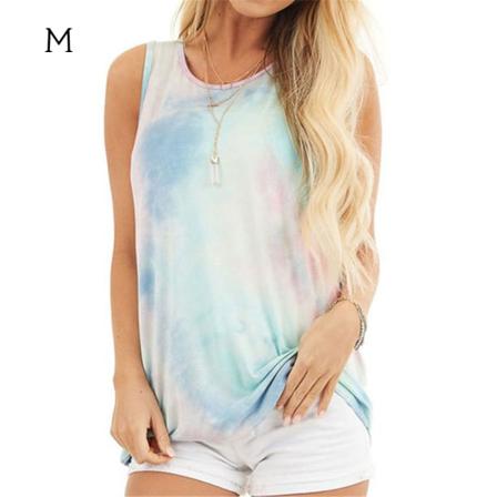 Dam T-shirt Tie Dye Gradient Blus Ärmlös Väst Casual