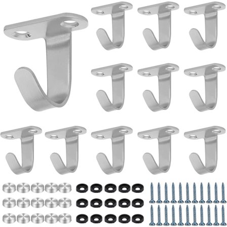 12 stk. loftskrog, vægkrog, rustfrit stål skruekrog med 24 skruer