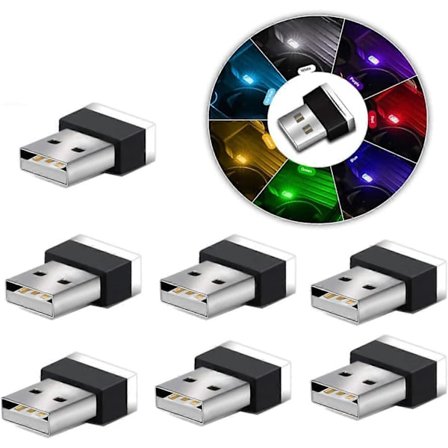 USB LED Bil Indvendig Atmosfære Lys, 7 stk. Plug-in 5V Universal Mini LED Bil Indvendig Atmosfære Lys
