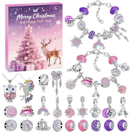 Julekalender 2025 Jule Nedtællingskalender Til Piger Børn Smykkesæt Håndlavede Armbånd Perlehåndværk Julegave Til Børn