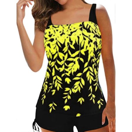 Dame Badetøj Tankini Badedragt Toppe Shorts Sæt Plus Størrelse