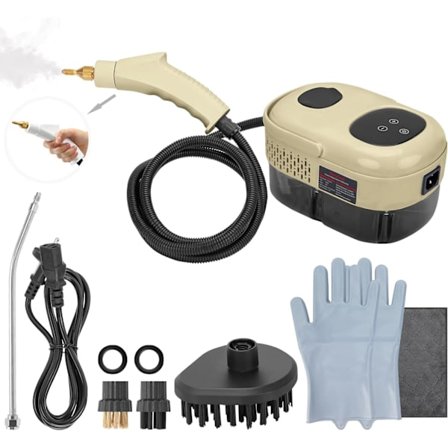 Damprenser, 2500W Højtemperatur Damprenser, Bærbar Damprenser, 10S Hurtig Opvarmning, med 3 Børstehoveder (Grå)