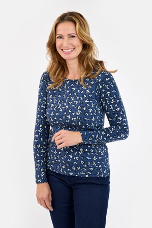 JENSEN - Langærmet T-shirt - Blå Mix - Leopard Print