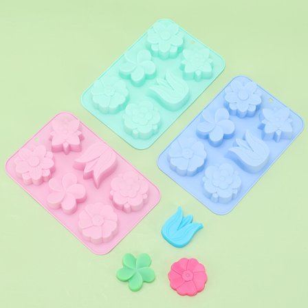 3 stk. 6-huls silikoneform i blomsterform, silikone blandet tulipan S