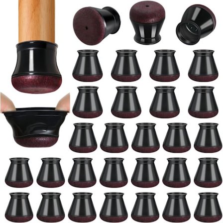 32 stk. Stolebenbeskyttere, Sorte Små Stoleglide Gulvpudebeskyttere(S)