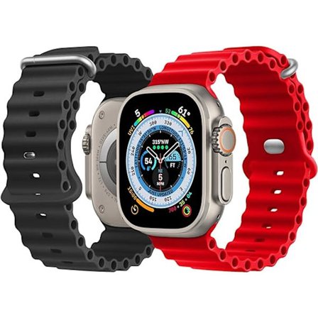 Kompatibel med Apple Watch Ultra 2-pak Ocean Strap 41mm 40mm 38mm, Myk Silikon Sport Band for iwatch Series Ultra 8 7 6 5 4 SE