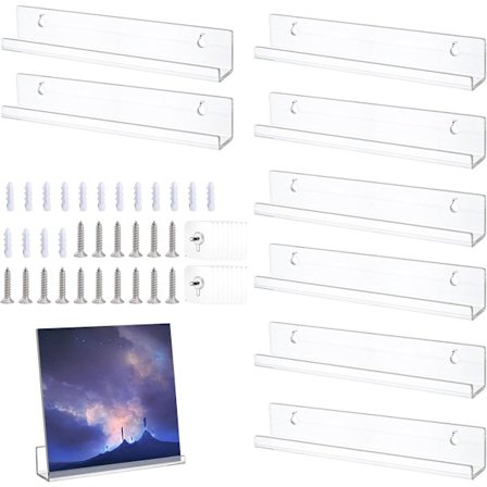 8 stk. - 30,5 cm - Vinylplate-veggfester - Klar akryl veggmontert hylle for vinylplater