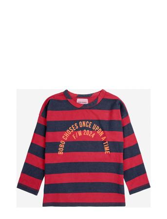 Bobo Circle Stripes T-Shirt Tops T-shirts Long-sleeved T-shirts Red Bobo Choses