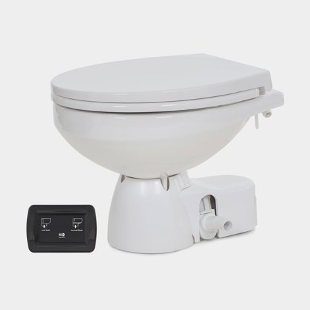 Toaletta elettrica per barca Jabsco Quiet Flush E2 Comfort SoftClose, 24 V, tazza grande, per riempimento con acqua di mare + pompa