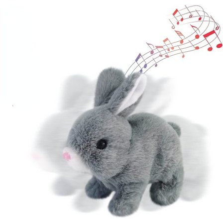 Elektronisk plyschkaninleksak, interaktiv påskhareleksak, lekfull kanin hoppar runt, låter och vickar på öronen
