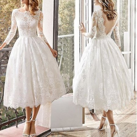 Mode Kvinnors Elegant Sexig Casual Långärmad Slim Enfärgad Bröllopsklänning Kjol Klänning