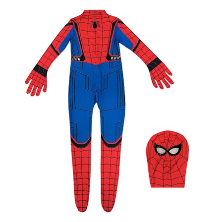 Spider-Man ungdom Halloween-dräkt, vadderad overall med mask Red Blue 2