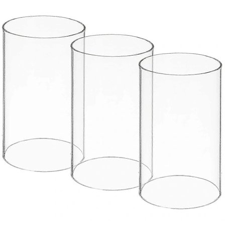 3 stk. Vindsikre Gennemsigtige Glas Cylinder Lysestager Åbne Lanterner Rør