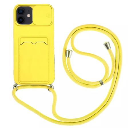 iPhone 12 - Silikonskal med Kortfack Gul