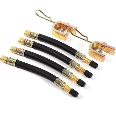 4 stk. fleksible ventilforlengere for dekk, lastebil/buss, transitadapter 140 mm med 2 klemmer