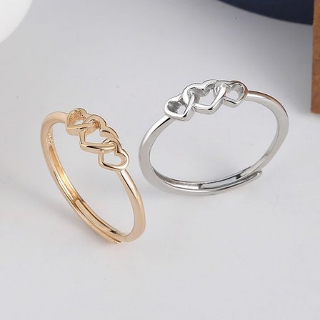 Fashion rostfritt stål hjärta finger justerbara ringar öppna ringar