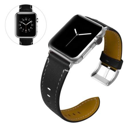 Apple Watch Series 5 / 4 44mm klassisk urrem i ægte læder - Sort Black