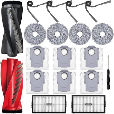 Tilbehørssæt til Roborock Saros 10R, udskiftningssæt med ABS-hovedbørste, 6 støvposer, 4 mikrofibermopper, 2 filtre, 4 sidebørster