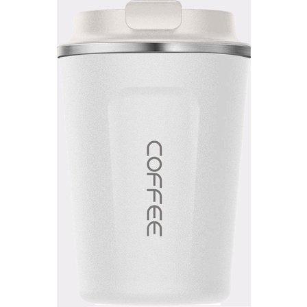Premium Kaffekop i Rustfrit Stål To Go, Termokop, Tekop, 380ml, Hvid