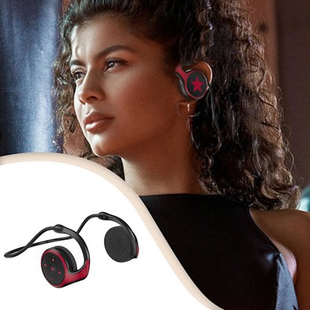 Tws öronmonterade Bluetooth -hörlurar Sportbrusreducerande kort Radio Trådlösa binaurala hörlurar--kort kan sättas inRött