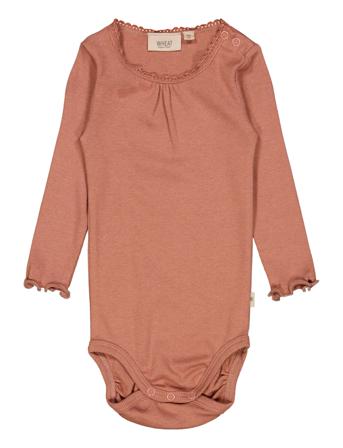 Body Rib Lace Ls Bodies Long-sleeved Vaaleanpunainen Wheat