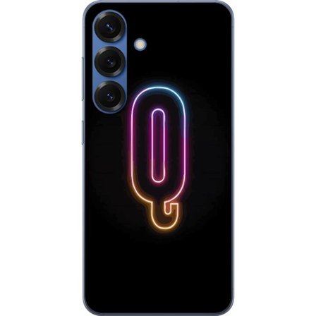 Kompatibelt Mobildeksel til Samsung Samsung Galaxy S25+ Minimalistisk neonbokstav Q i skinnende farger mot mørk bakgrunn