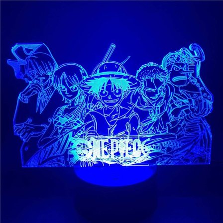One Piece Nattlampe Luffy Sanji Zoro Nami 3D LED Illusionsbordlampe Optisk Actionfigur Lampe Nattborddekorasjon Skrivebordslampe Atmosfære
