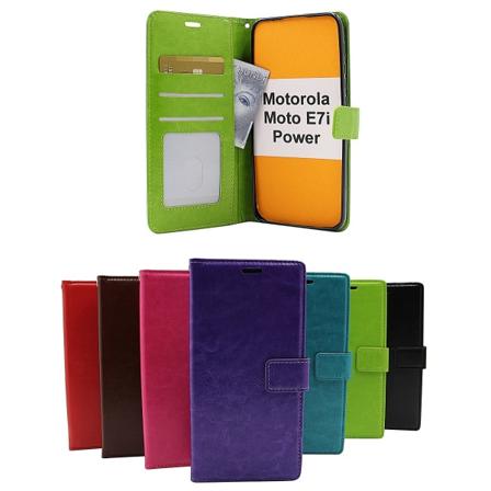 Crazy Horse Wallet Motorola Moto E7i Power Hotpink