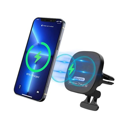 Billaddare utan Mag Safe magnetisk ventilationsklämma, svart