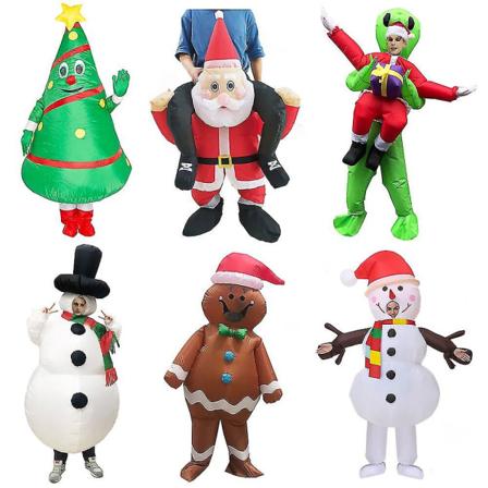 Joulukuusi Lumiukko Joulupukki Puhallettavat puvut Cosplay Fancy Juhlamekko Halloween-asu miehille Naisille B