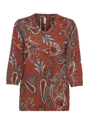 Sc-Felicity Aop Bluse Langermet Brun Soyaconcept